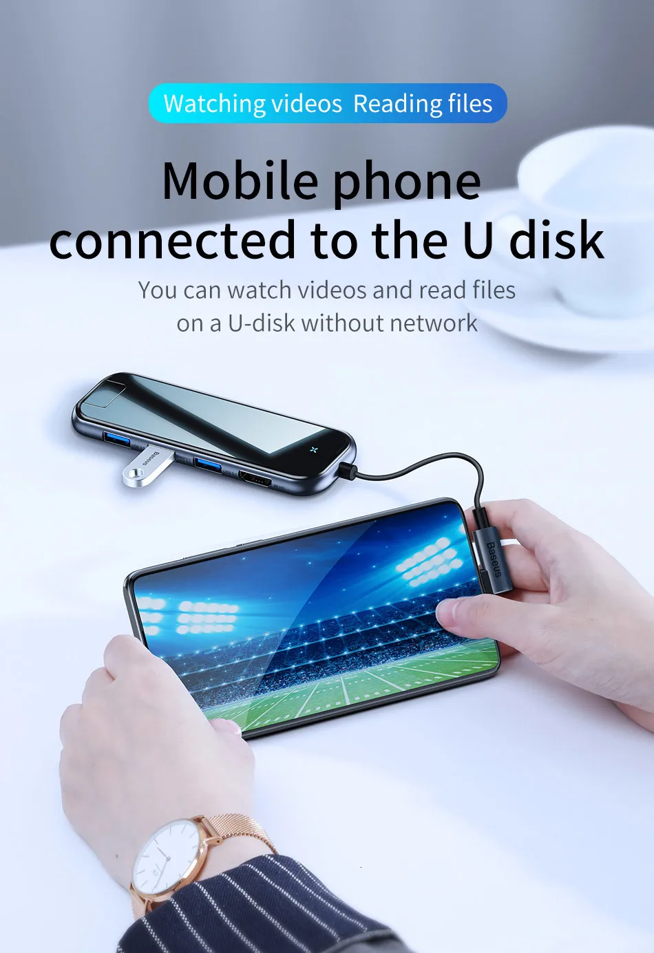Baseus USB-C Тип C концентратор HDMI RJ45 Мульти USB 3,0 адаптер для MacBook Pro Air док-станция USB C концентратор с Беспроводной Зарядное устройство для наручных часов iWatch