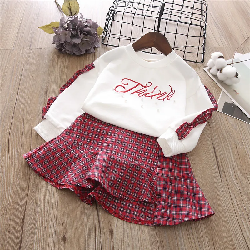 Комплект зимней одежды для девочек рубашка с длинными рукавами разноцветными