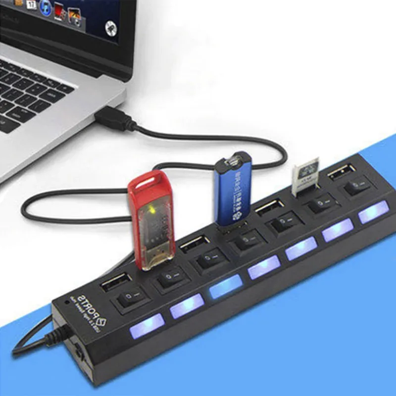 

USB 2,0 разветвитель, 7 портов с кнопками вкл. И ВЫКЛ.