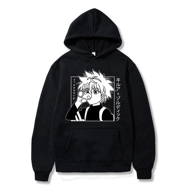 

Japanese Anime Funny Killua Eyes Killua HxH Hoodies 2020 Winter Japan Style Hunter X Hunter Sweatshirts Streetwear for Women/men
