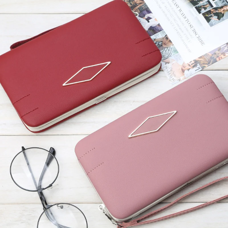 Женский большой емкости длинный кошелек PU кожаный чехол для телефона