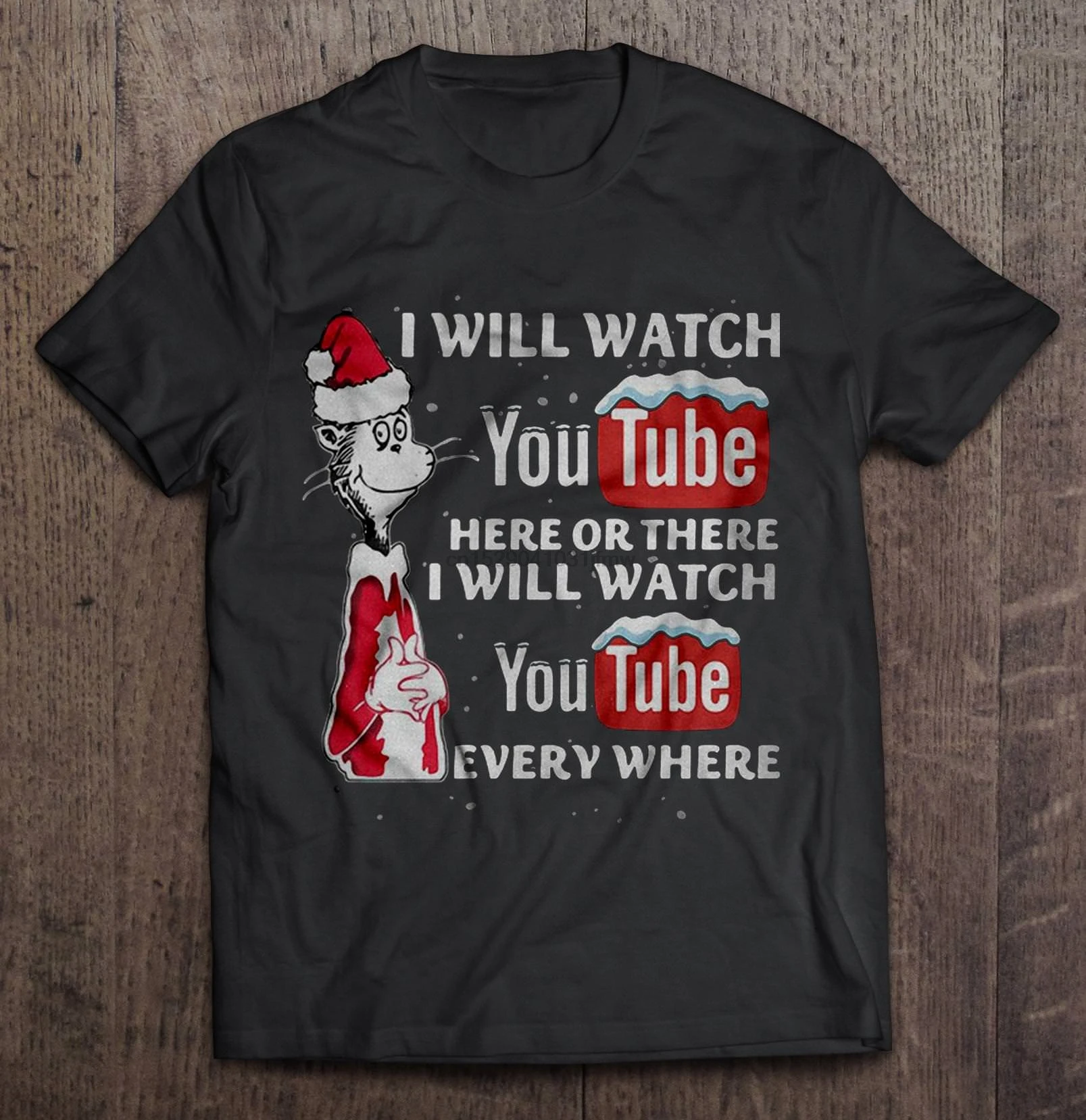 Мужская забавная футболка модная я буду смотреть Youtube здесь или там кошка в шляпе