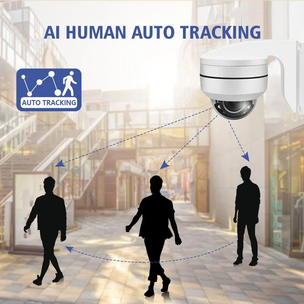 Wi Fi Беспроводной автоматическое слежение за мини Купол PTZ Камера HD H.265 IP 4X