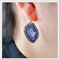 delysia king women vintage unique amethyst pendant earrings irregular color blending birthday party eardrop