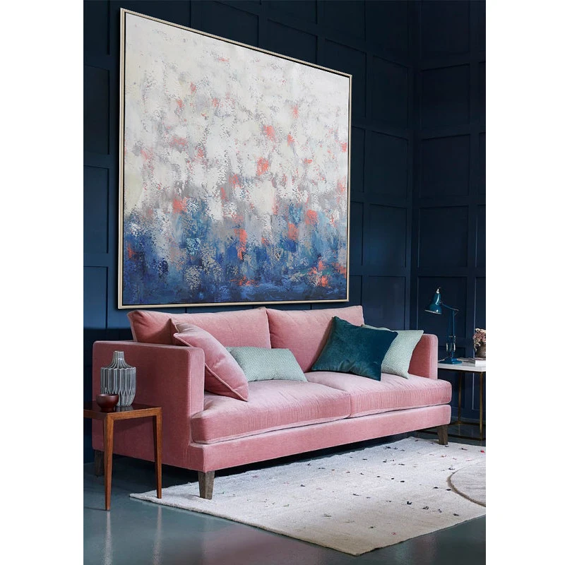 Синий Розовый Абстрактная живопись Толстая Текстура после скандинавского