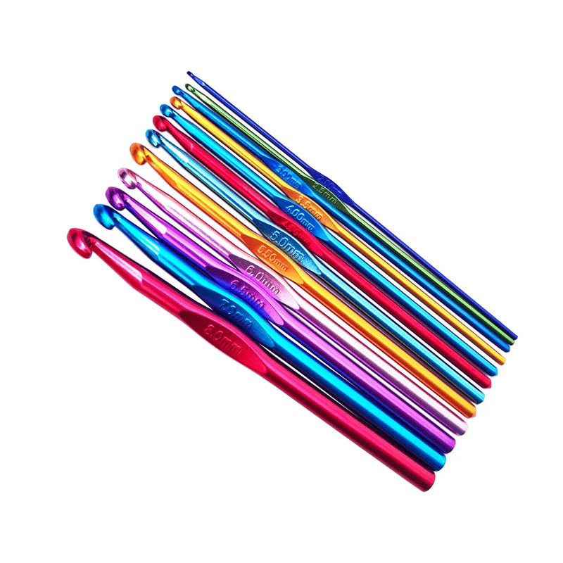 

2mm-8mm Crochet Hook Needle Aluminum Knitting Sweater Weaving Tools Multi Colour Comfortable Grips Knitting Needles Sewing Tools