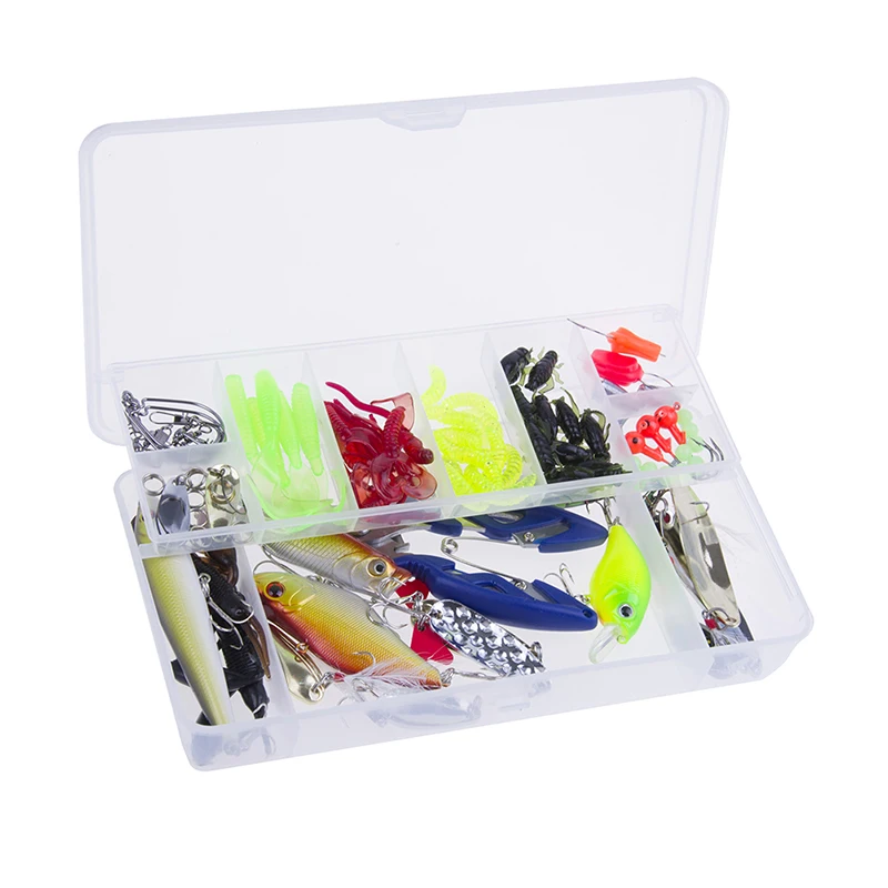 

Soft Hard Spoon Crank Baits Fishing Tools 101Pcs/Box Lure Kit Set Spinner Crankbait Minnow Popper VIB Fishing Hooks Tackle Box
