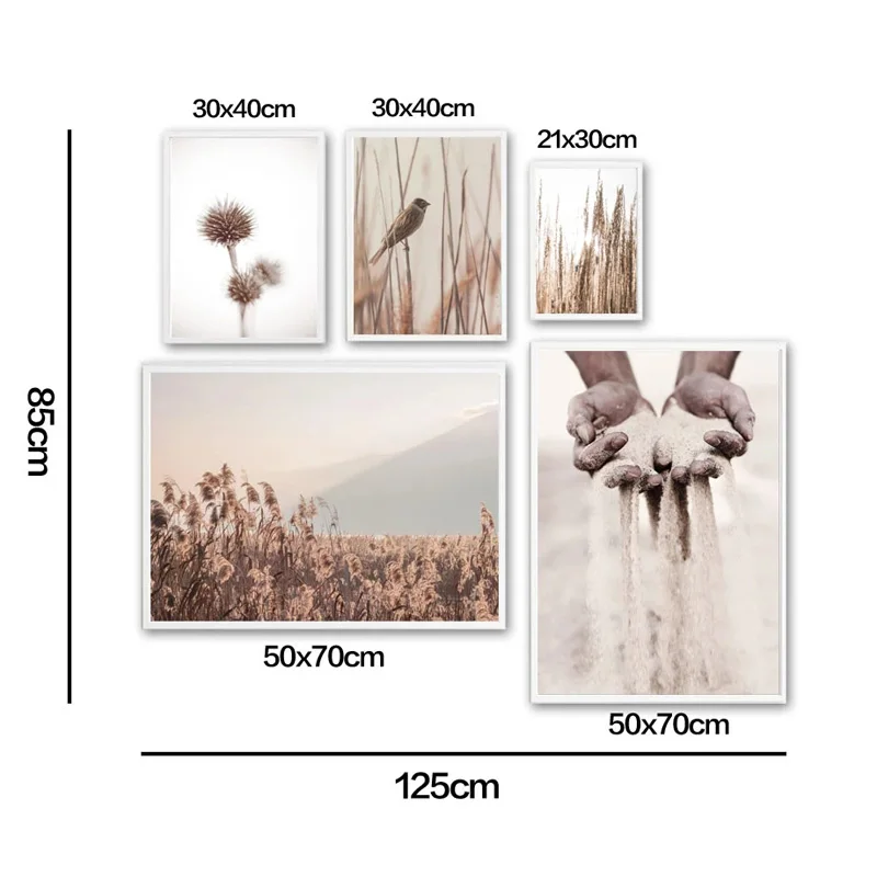 Hand Sand Flower Dandelion Bird Reed Canvas Painting Nordic Wall Posters and Prints Pictures for Living Room Home Decor | Дом и сад