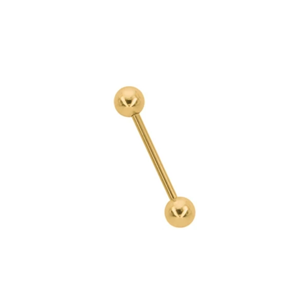 Gold 1PCs Stainless Steel Tongue Piercing Septum Industrial Barbell Earrings Ball Tongue Rings Body Piercing Fashion Jewelry 4 Colors - Окраска металла: Gold