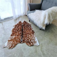 faux deer printed carpet velvet imitation leather rugs sika deer animal skins natural shape carpets decoration mats
