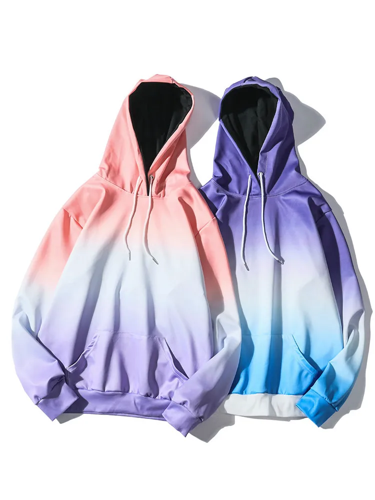 

Men Clothing Oversized Gradient Hoodies Men 's Sweatshirts 2020 Hip Hop Unisex Hoodie Couple Clothes Harajuku Sweatshirt for Men