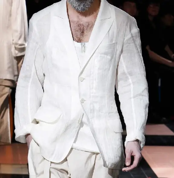 Модный Мужской приталенный льняной костюм большого размера под заказ | Мужская