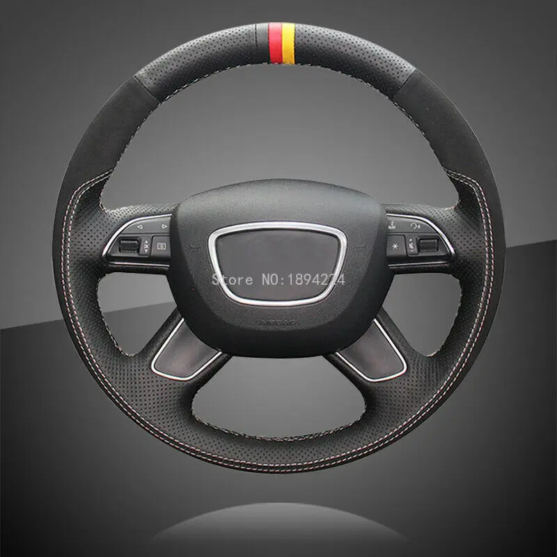 

Hand Sewing Black Leather Car Steering Cover for Audi A6L Interior Car-styling