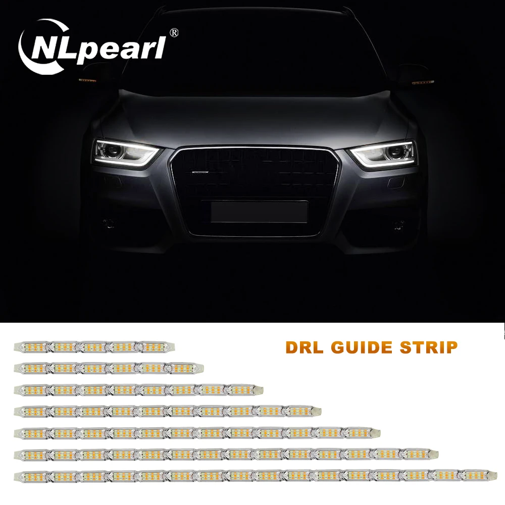 

NLpearl 2pcs Car Light Assembly DRL LED Daytime Running Light Sequential Flexible LED Strip DRL Turn Signal Light for Car 12V