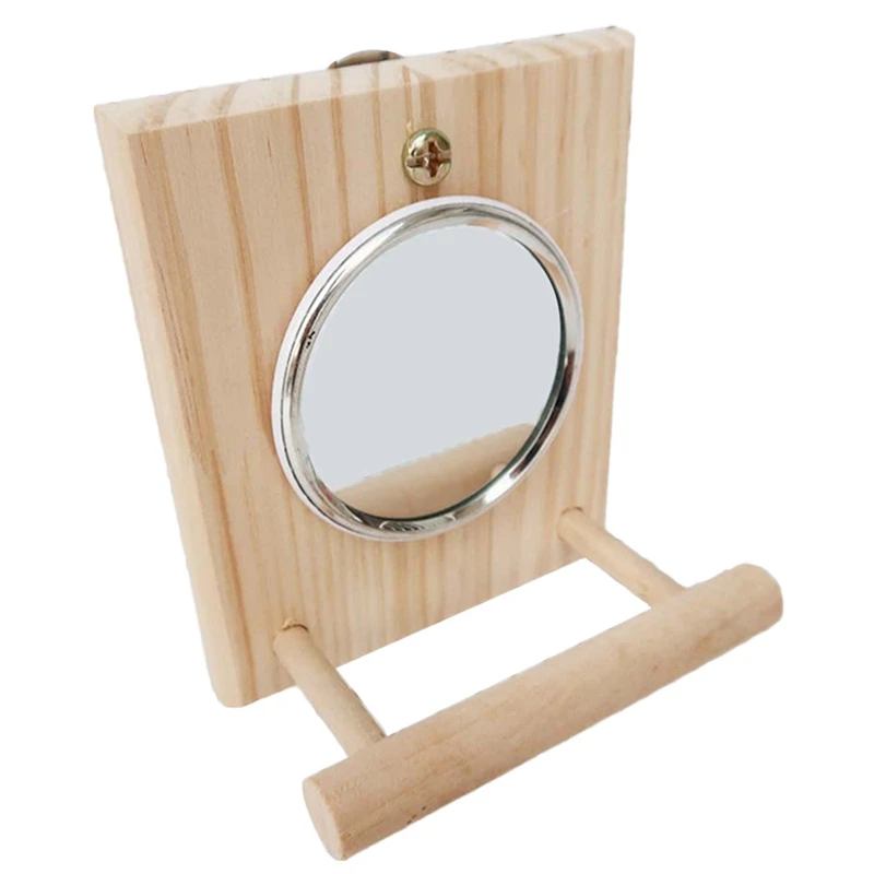 

Pet Bird Parrot Wood Stand Perch Mirror Platform Hanging Funny Cage Chew Toy Pets Toys Hanging Cage Pet Product