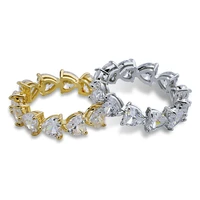 hip hop bling iced out heart shape cubic zirconia tennis chain rings women men 1 rows cz lover ring jewelry rock style hot