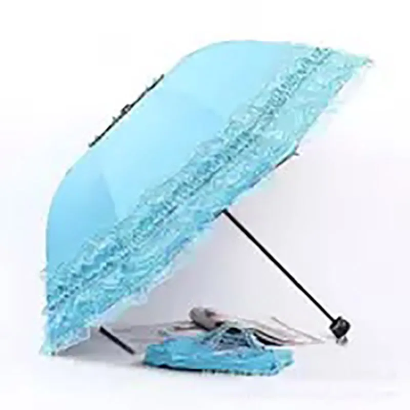 

Lace Women Rain Umbrella Sun Paraguas mujer Black Parasol Folding Princess guarda chuva invertido UV Protection Decoration