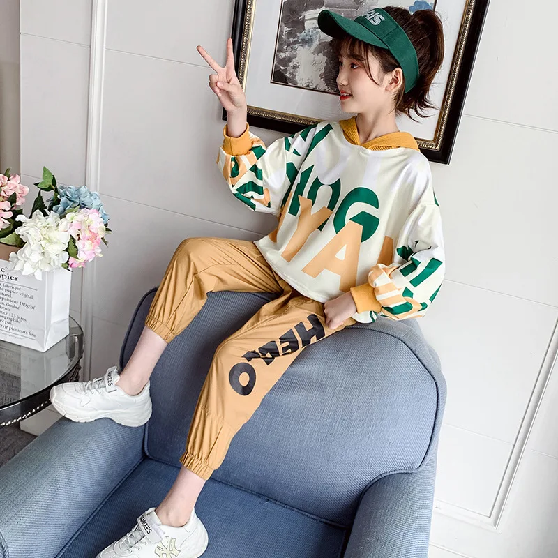 

Hooded Spring Autumn Baby Boys Girls Clothing Set Kids Sweatshirts+Pants Outfits Teenage Sports Tops Children Suit High Quality