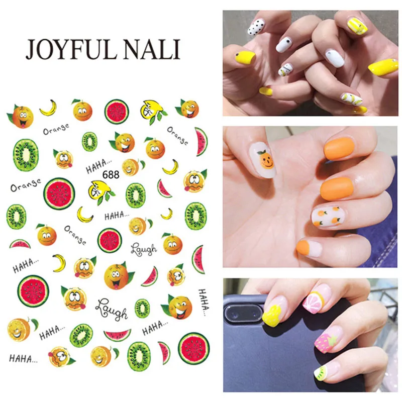 Летний набор наклеек для ногтей 5 видов фруктовый лимон слайдер дизайн перевод