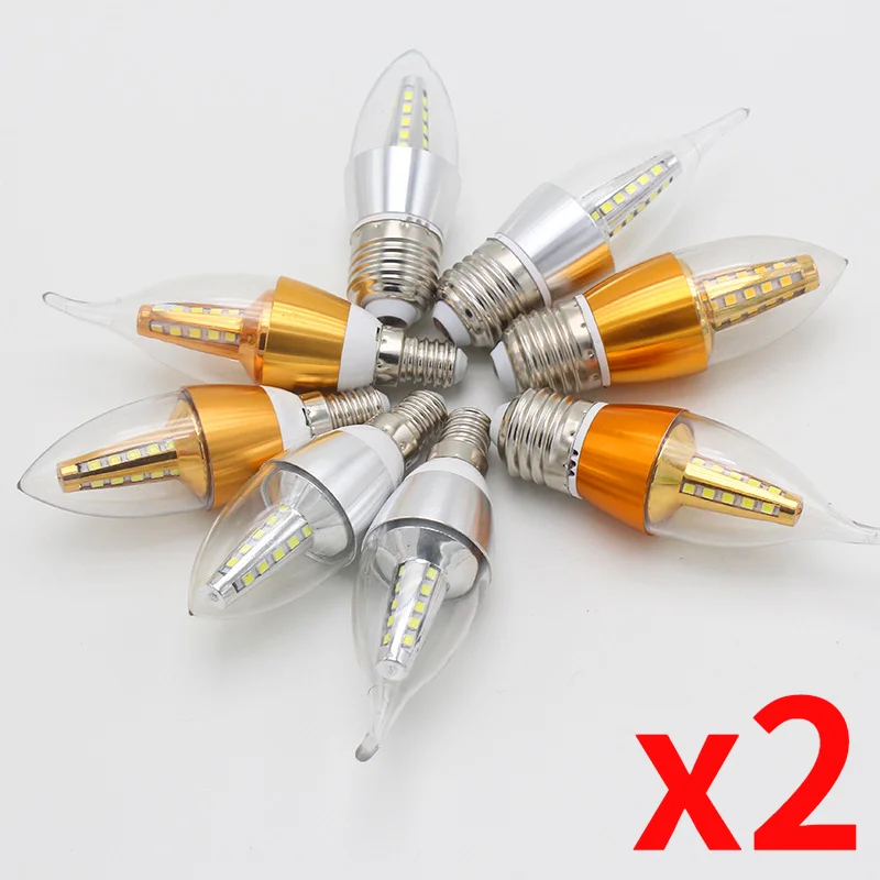 

2Pcs E27 LED lamp E14 LED Candle bulb AC 220V led light chandelier lamp Candle Bulbs 5W 7W Lamps Decoration Light Warm/White