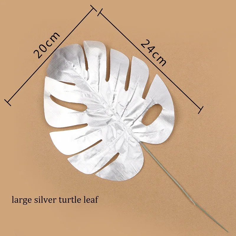 silver 3 5 шт., золотисто-Зеленый Искусственный лист высокого качества, листья тропической пальмы, сделай сам, растения, для дома, вечерние, свадебные, настольные, вечерние, украшения - Цвет: silver 3