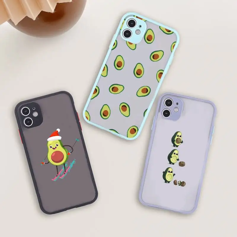 

avocado Phone Case For iPhone 12 11 Mini Pro XR XS Max 7 8 Plus X Matte transparent blue Back Cover