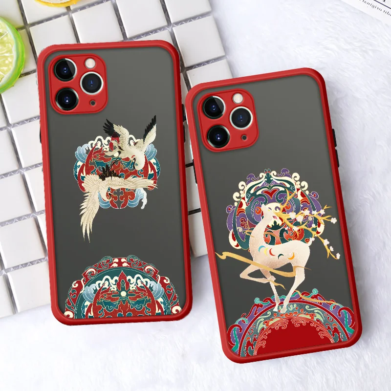 

Mythical Beast Crane Deer Tiger Dragon Phone Case For iphone 6s 7 8 Plus SE 2020 X XS MAX XR 12 Mini 11 pro MAX Hard Back Cover