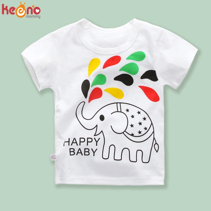 Белая Повседневная футболка с принтом животных для мальчиков и девочек летняя