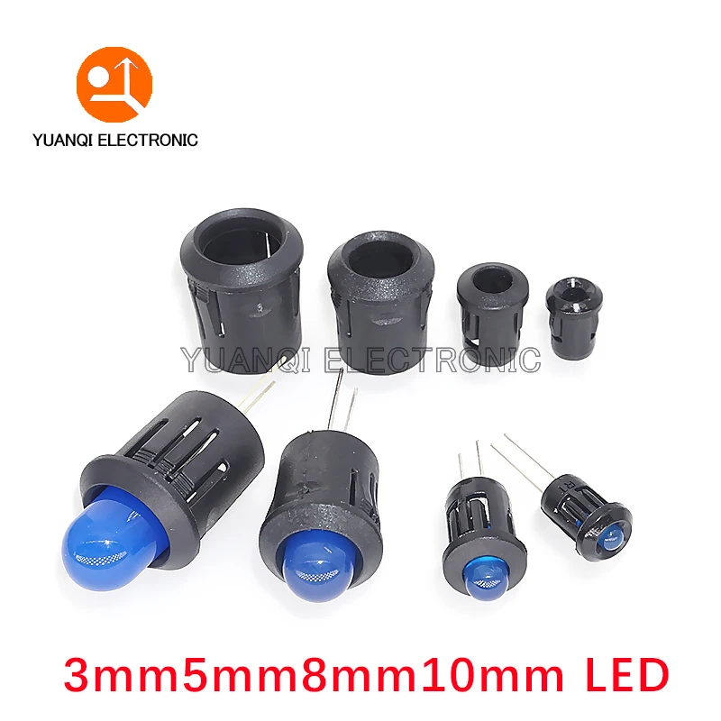 10pcs Black Plastic Lamp Bases 3mm/5mm/8mm/10mm LED Diode Holder Black Clip Bezel Socket Mount DIY Light Emitting Diode images - 6