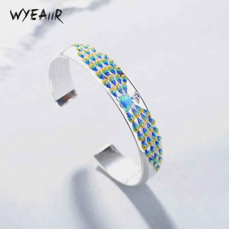 WYEAIIR перегородчатая синяя Павлин капля глазурь Этническая спина Писание Сутра 925