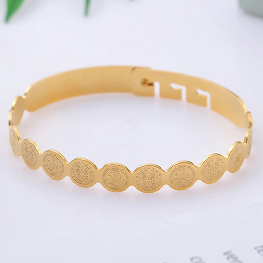 1 шт. золотой браслет из нержавеющей стали модный регулируемый с Иисусом модные