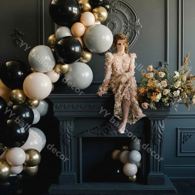 DIY Роскошный винтажный латексный воздушный шар арочный комплект из кожи серый