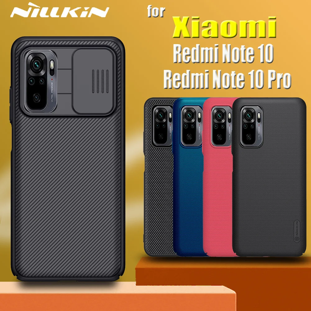 

for Xiaomi Redmi Note 10 Pro Max 10s Case NILLKIN Slide Camera Lens Protect Privacy Frosted Textured Fiber Cover on Redmi Note10