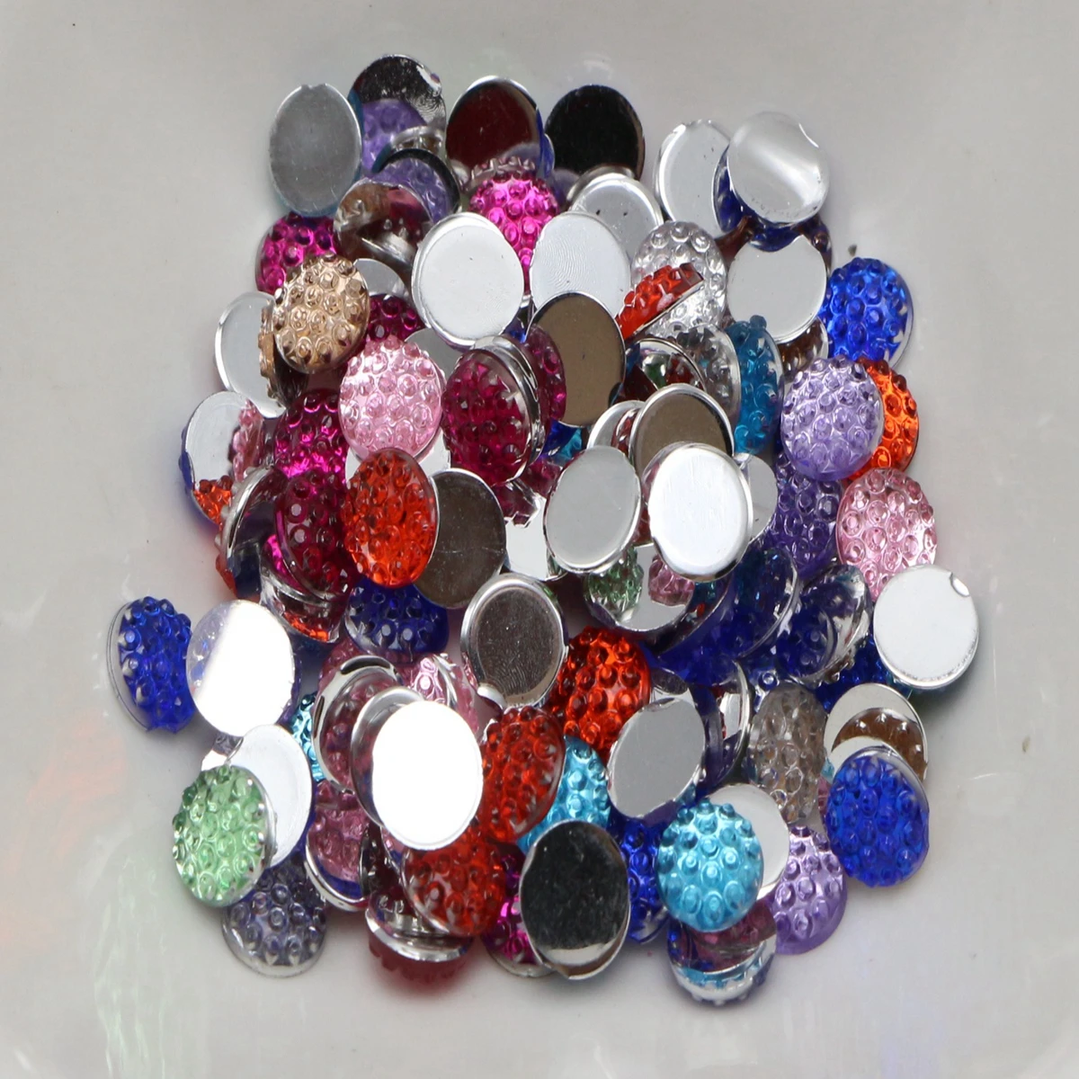 

500 Round Flatback Acrylic Dotted Rhinestone Gems Beads 6mm Color for Choice