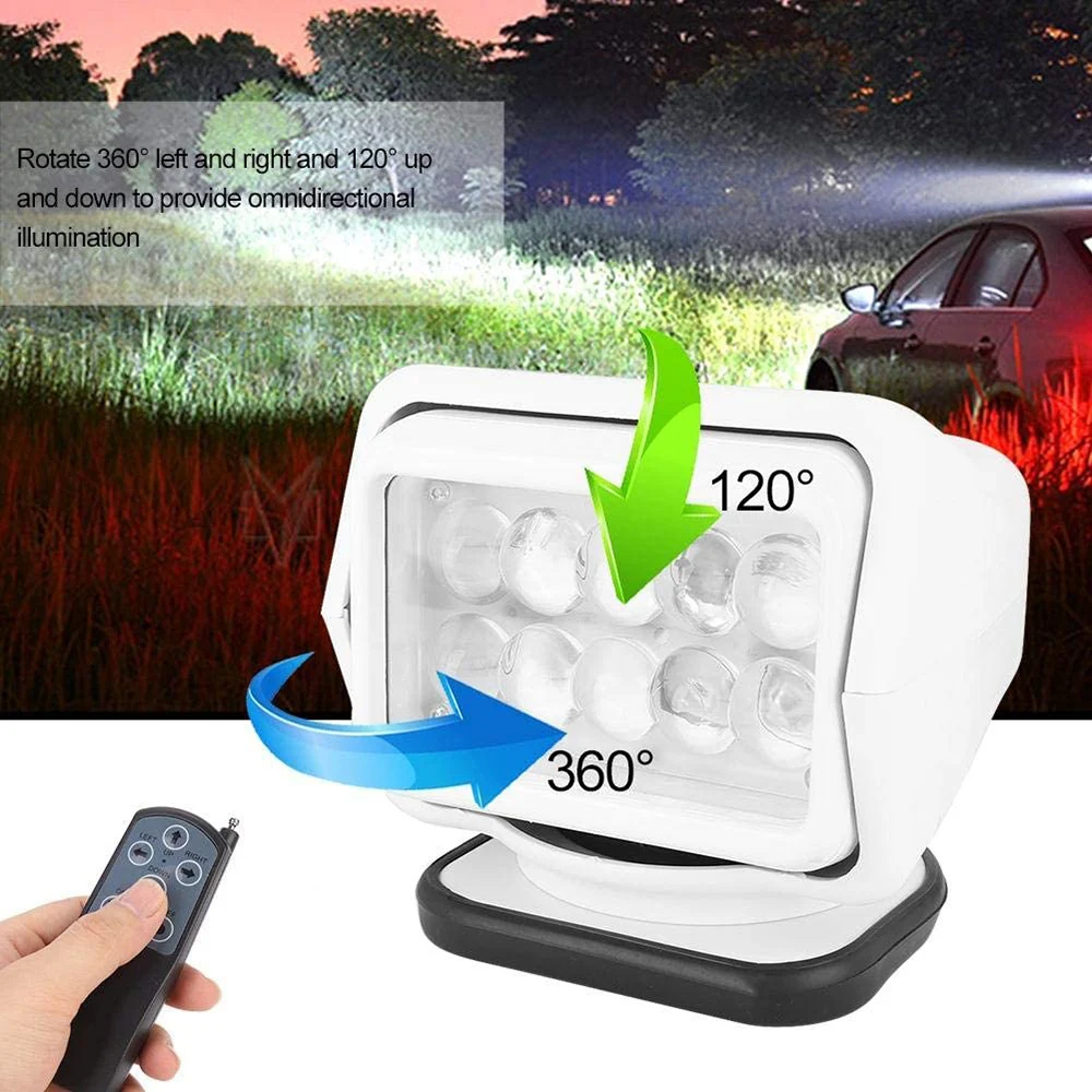 

Marine Searchlight 50W 60W Led Work Light For Offroad Truck Yacht Boat Tractors Wireless Control