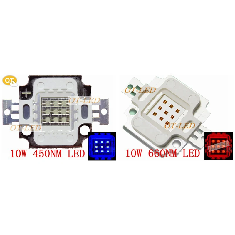 5 шт./лот 10 Вт ярко синий светодиод 450нм темно красный цвет 660нм мощная