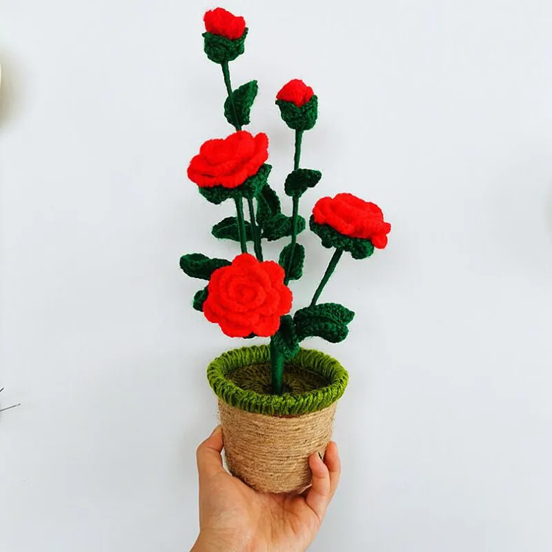 Ручная работа Подсолнух роза горшок букет цветов свадебный Декор для дома