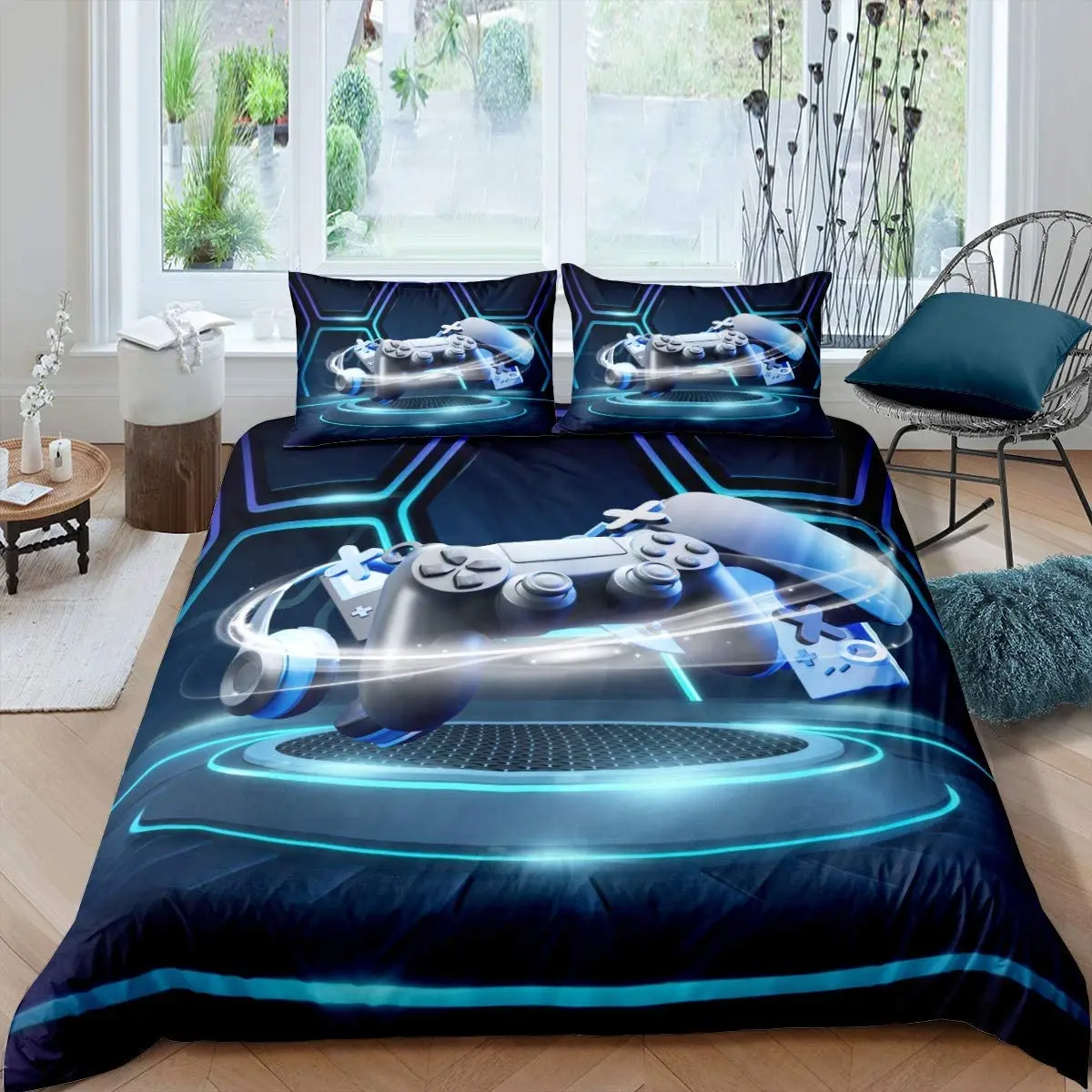 

Duvet Cover Set Boy Video Game Controller Bedding Set Teenager Bedroom Decoration Gamer Console Action Button Cover Teen CoolSet
