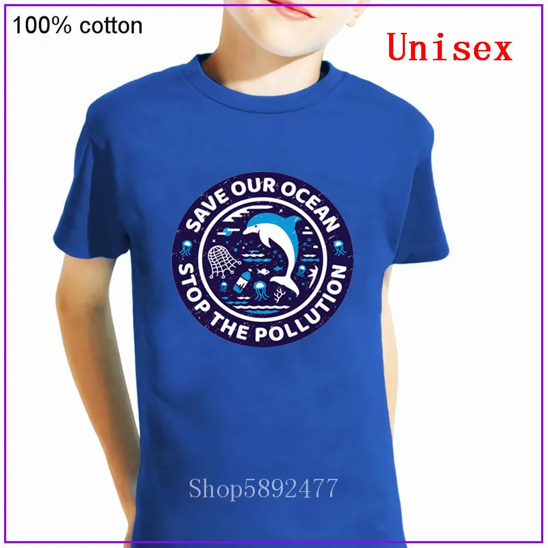 Save Our Ocean Stop the Pollution/детская футболка одежда для мальчиков и девочек с
