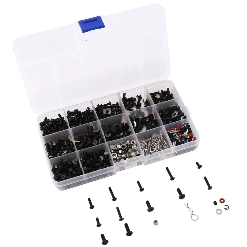 

450Pcs/Set M3 M4 Metal Screws Nuts Box for 1/10 RC Crawler Car Axial SCX10 90046 Traxxas Trx4 Redcat Mst RC Car Parts