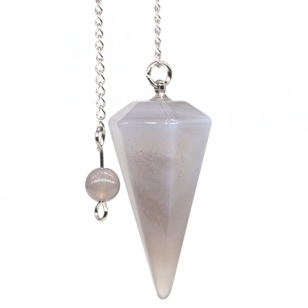 

Natural Gemstone Gray Agate Bonded Pendulum Healing Crystal Reiki Dowsing Energy Chakra Tool