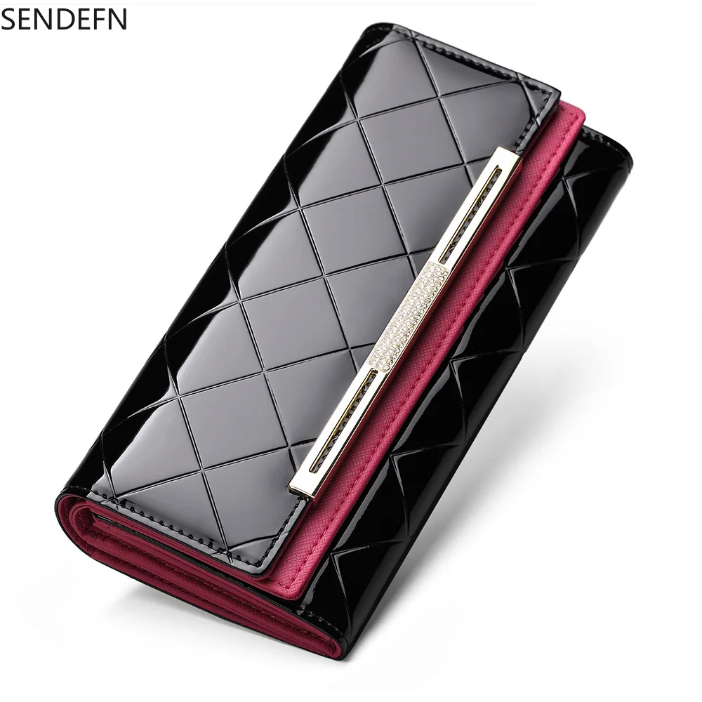 

SENDEFN Women Genuine Leather Wallet Luxury Luxury Design Geometric Wallet Purse Cluthes