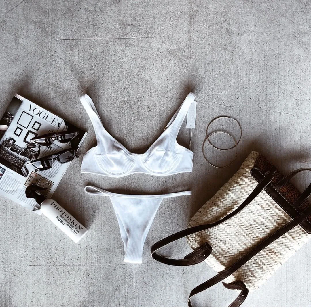 

Sexy steel plate solid color bikini bikini split swimsuit two-piece high-quality push-ups beachwear