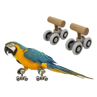 2 pcsset creative parrot roller skate pet bird intelligence training mini roller ice skates parakeet puzzle toys birds supplies