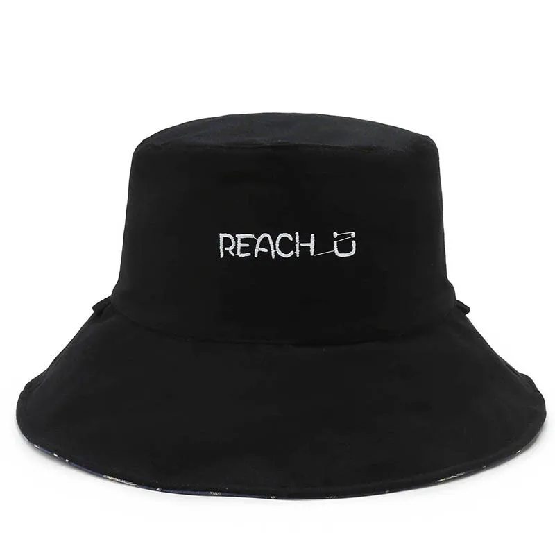 

Summer Beach Travel Sun Hat Double-Side-Wear Reversible Bucket Hat Cotton Wide Brim UPF50+ Fishing Hats Outdoor Cap