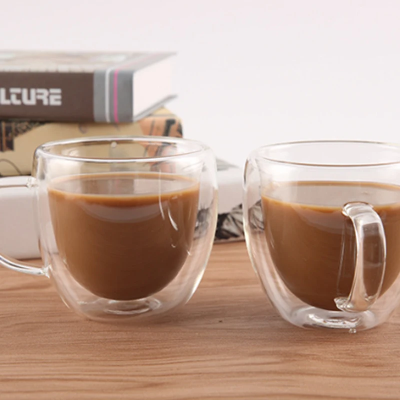 Термостойкая стеклянная кофейная чашка с двойными стенками креативная кружка