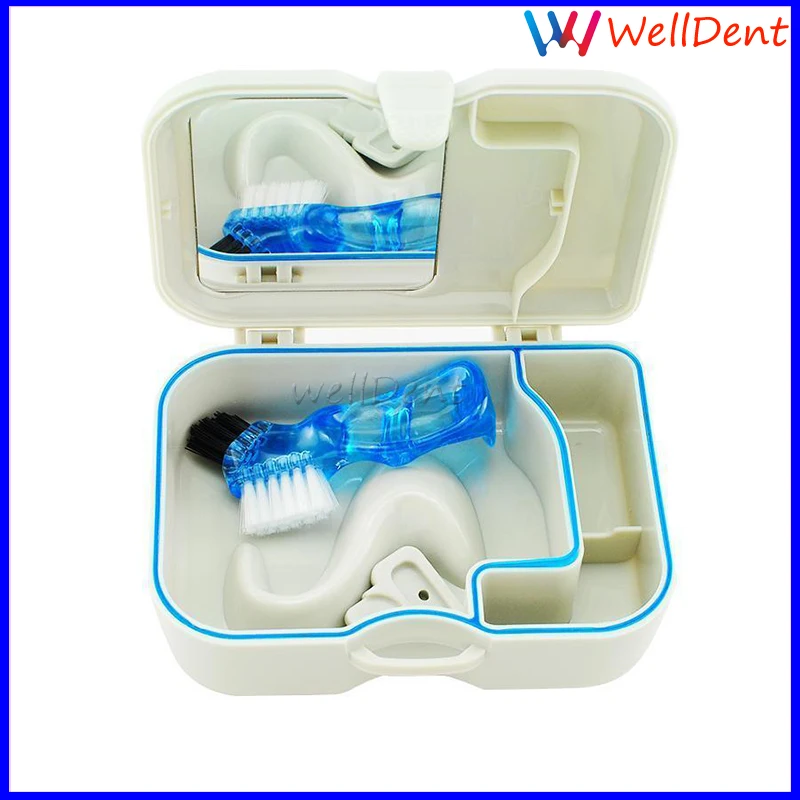 

Dental Appliance Denture Case Storage Box With Mirror And Clean Brush Dental Materials Dental Instrument