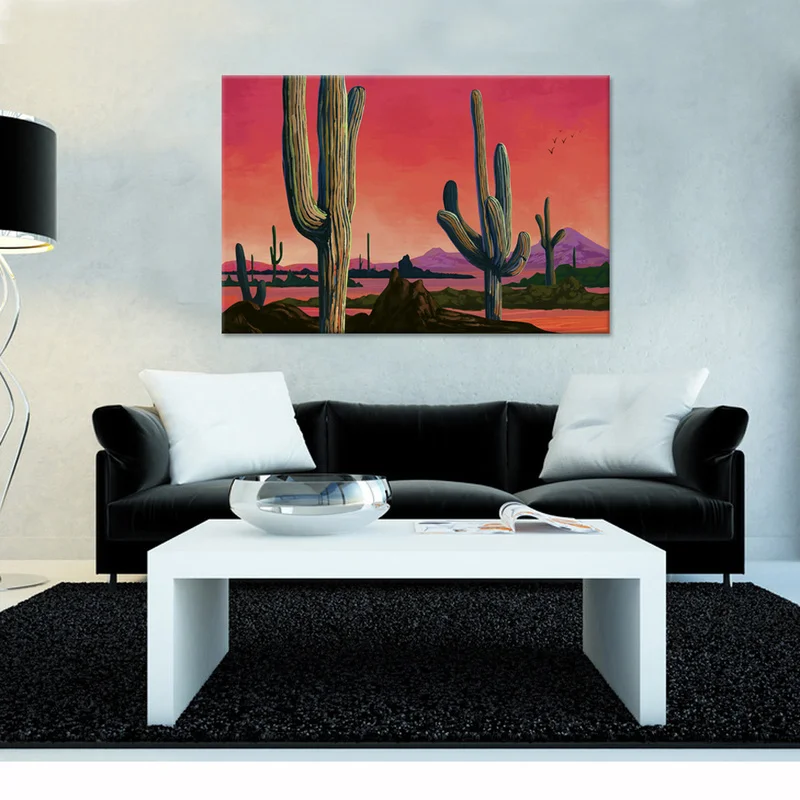 Пейзаж холст живопись большие сагуарос в пустыне настенный художественный
