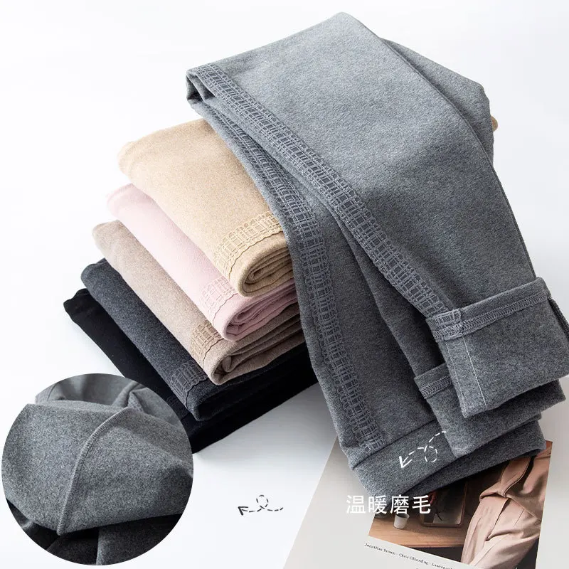 Autumn Thickened Inner Brushed Matt Cotton Comfortable and Warm Nine-point Pants Lace Plaid Slim Ladies Leggings