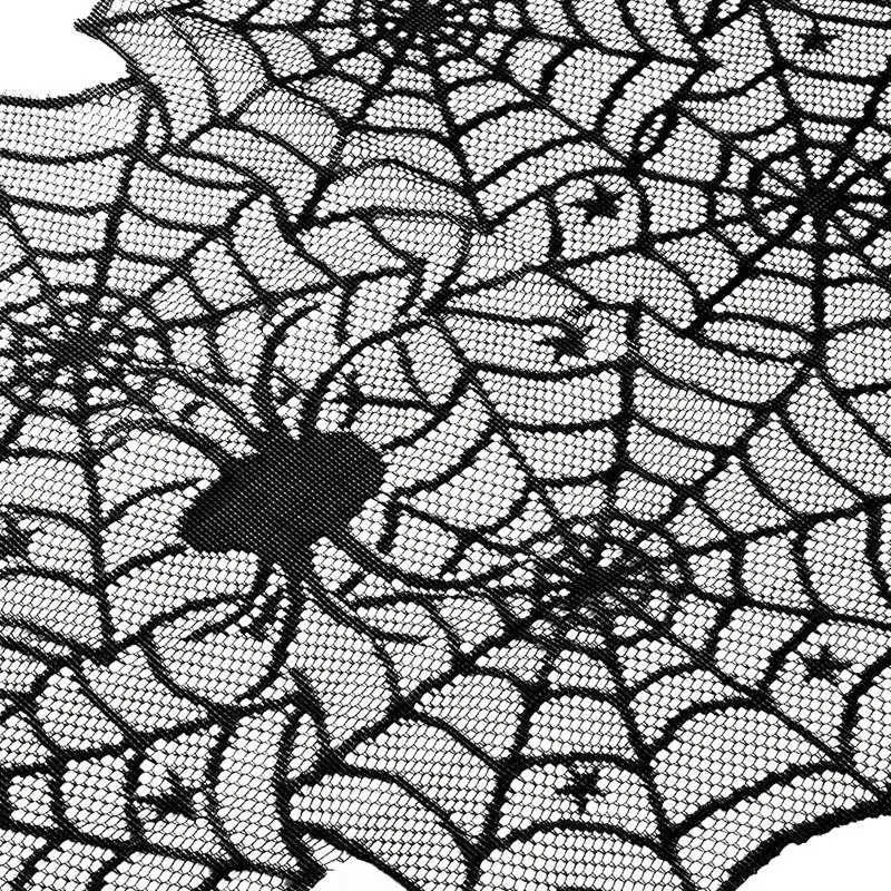 

Halloween Table Runners - 2-Pack Spider Web Design Lace Table Cloth, Halloween Party Decor, Table Linen, 18 x 72 Inches
